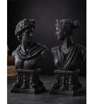 Antik Roma İşlemeli Kaideli Apollo Diana Büstü Dekoratif Heykel Biblo 25 Cm El Yapımı