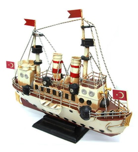 Dekoratif Retro Metal Buharlı Gemi Vintage 34cm No.1 (Karışık)