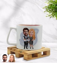 BK Gift Kişiye Özel Sevgililer Karikatürlü Middle Beyaz Kupa Bardak Model 100
