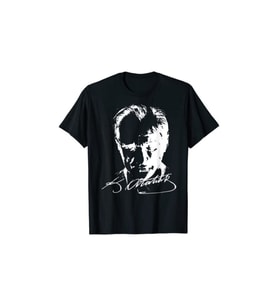 Unısex Siyah Atatürk Baskılı T-shirt