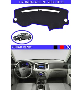Hyundai Accent Era 2006-2011 İçin Uygun Torpido Koruma Halısı Siyah Kenar Renk Mavi