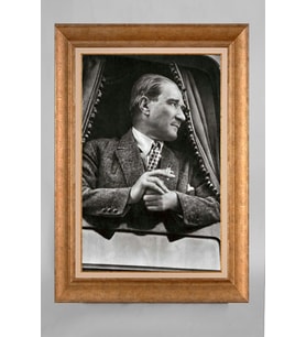 EV İŞYERİ OFİS İÇİN ALTIN ÇERÇEVELİ PASPARTULU ATATÜRK TABLO S422