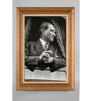 EV İŞYERİ OFİS İÇİN ALTIN ÇERÇEVELİ PASPARTULU ATATÜRK TABLO S422