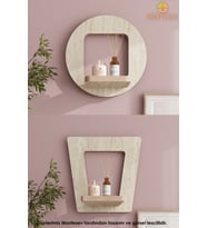 Ahşap Dekoratif Duvar Rafı 2 li Set ( MTS-276 ) (Mermer)