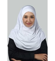 Hazır Türban Büzgülü Pileli Pratik Eşarp Tesettür Hijab - Namaz Örtüsü (Beyaz)