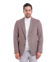 Hatemoğlu Bordo Slim Fit Desenli Çift Düğme Keten Ceket