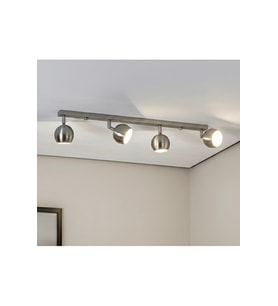 GU10 Dörtlü İnox Hareketli Küre LED Spot Tavan Avize Os ram Ampüllü Tasarruflu Modern Led PLOFONYER