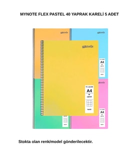 FLEX Pastel Defter A4 40 Yaprak Kareli 5 Adet