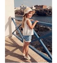 LCW Kids İndigo Dantel Detaylı Kız Çocuk Jean Şort