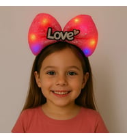 LED Işıklı Love Yazılı Fuşya Fiyonk Taç – Kız Çocuk Parti Tacı (5047)