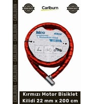 #Kilit Zırhlı Çelik Güvenli Scooter Motosiklet Kırmızı Motor Bisiklet Kilidi 22 mm x 200 cm
