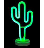 Neon Işıklı Kaktüs Masa Gece Lambası Pil+usb