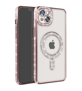 Iphone 15 Kılıf Joke Simli Magneticsafe Kılıf - Pembe