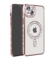 Iphone 15 Kılıf Joke Simli Magneticsafe Kılıf - Pembe