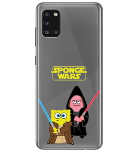Samsung Galaxy A31 Uyumlu Sunger Bob Star Wars Desenli Şeffaf Telefon Kılıfı