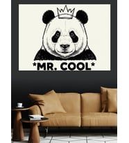 Bıyıklı Mr. Panda Logosu Dekoratif Kanvas - Mdf Ahşap Tablo