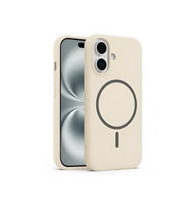 Coverzone ?phone 16 ile Uyumlu Kadife ?� Y�zeyli Premium Silikon K?l?f MagSafe ile Uyumlu Kablosuz ?arj Destekli Darbe Emici Yumu?ak Dokulu Koruma Tasar?ml? Telefon K?l?f? Krem