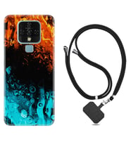 Tecno Camon 16 18P Pova Kılıf Boyun Askılı Silikon Orange Blue Color 1665