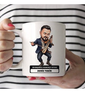 Kemençe Ustası Müzisyen Erkek Karikatürlü Kupa Bardak