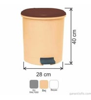 Garanti Metal 7138 Plastik İç Kovalı Yuvarlak Pedallı Çöp Kovası (25 Litre)