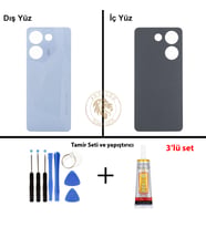 Tecno Vida Seti + Yapıştırıcı Camon 20 Pro Mavi Yapıştırıcı B-7000 Yapıştırıcı Vida Seti Arka Kapak Arka Cam Batarya Kapağı Lazer Kesim Kapak Pil Kapağı Back Cover