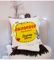 Kişiye Özel Anaokulu Öğretmeni Tasarımlı Yastık