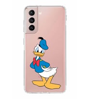 Samsung Galaxy S21  Kamera Korumalı Kapak Donald Duck Tasarımlı  Şeffaf  Kılıf