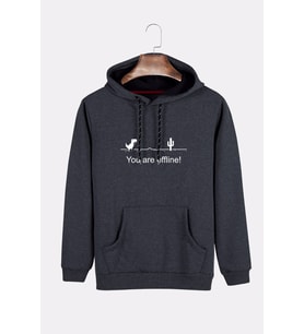 Unisex Füme Kapüşonlu Ejderha Baskılı Slim Fit Kanguru Cepli Sweatshirt 21K-5200180 Füme