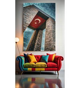 ŞANLI TÜRK BAYRAĞI V2 Ev Duvar Salon Güzellik Salonu Ofis Dükkan Dekarasyon Kanvas Tablo (Çok Renkli)