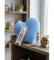 Mumelia Candles Dokulu Kalp - Doğal Soya Blok Dekoratif Mum - Açık Mavi
