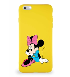 Apple iPhone 6S Plus Soft Premier Kapak Minnie Mouse-E Tasarımlı Silikon Kılıf - Sarı (Şeffaf)