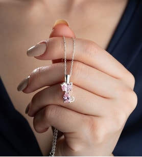 Saklı Takı 925 Ayar Gümüş Pembe Taşlı Kedi Kolye