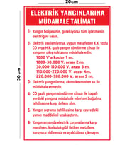 Metal Elektrik Yangınlarına Müdahale Talimatı 20cm x 30cm A4 Büyüklüğünde Uyarı Levhası Yönlendirme