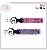 Aile İçi Müzik Sevgisini Simgeleyen Armağan, Kişisel Anahtarlık Takımı, Pembe-Mor Menekşe
