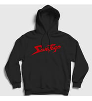 Presmono Unisex Beyaz Logo Metal Savatage Kapüşonlu Sweatshirt 549770tt (Siyah)