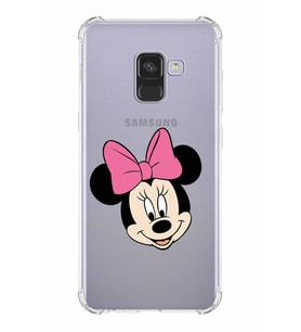 Samsung Galaxy A8 2018 Uyumlu Köşe Korumalı Antişok Kapak Minnie Mouse Tasarımlı Şeffaf Kılıf