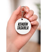 Kendin Tasarla Yuvarlak Anahtarlık – Kişiye Özel Fotoğraflı Yazılı Anahtarlık  Baskıya Uygun Anahtarlık (Düz Beyaz)