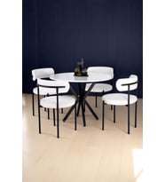 4 Sandalye 1 Adet 90 Cm Çap Masa Teddy Pufuduk Kumaş Salon Mutfak Balkon