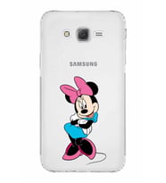 Samsung Galaxy J7  Kamera Korumalı Kapak Minnie Mouse Tasarımlı  Şeffaf  Kılıf