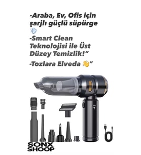 MCG  Kablosuz Şarjlı El Süpürgesi 2 si 1 Arada - Güçlü Vakum ve Üfleme Özellikli Mini Temizlik