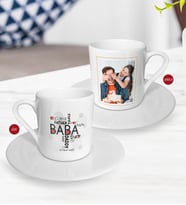 BK Gift Kişiye Özel Babalar Günü Hediyesi Fotoğraflı Türk Kahvesi Fincanı-20 (Beyaz)