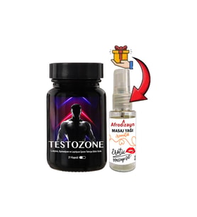 Testozone 1 Kutu Erkeklere Özel L-Argininli Lepidyumlu + Afrodizayn Masaj Yağı 30 Ml
