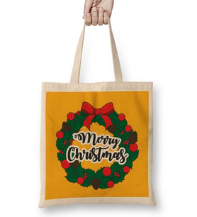 Yılbaşı Yeni Yıl Konseptli Merry Christmas 09 Bez Çanta Uzun Saplı