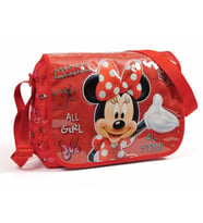 Yaygan Minnie Mouse Kabartmalı Kırmızı Postacı Çantası