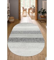Dijital Baskılı Kaymaz Taban Yıkanabilir Oval Salon Halısı Mutfak Halısı Yolluk NDO-SD-1096 (Gri)