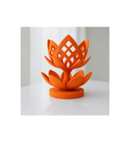Alvera Lotus Çiçeği Mumluk – 3D Baskı Dekoratif Tealight Mumluk-Turuncu