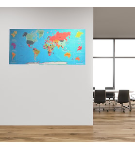 Renkli Atlas Dünya Haritası Manyetik Yapıştırıcı Gerektirmeyen Duvar Stickerı 118 CM * 56 CM (5690)
