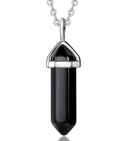 Sertifikalı Çivi Model Obsidyen Taşı Kolye Doğal Siyah Renk (Çok Renkli)