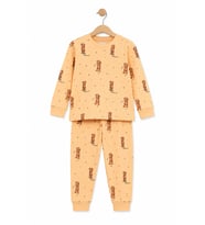 Monox Unisex Çocuk Mevsimlik Pamuk Golf-Ayıcık Çizgili Pijama Takımı