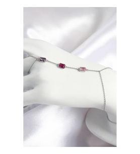 Pirinç Renkli Zirkon Taşlı Dikdörtgen Model Gümüş Renk Kadın Şahmeran - TJ-SN694 TG-V 9959